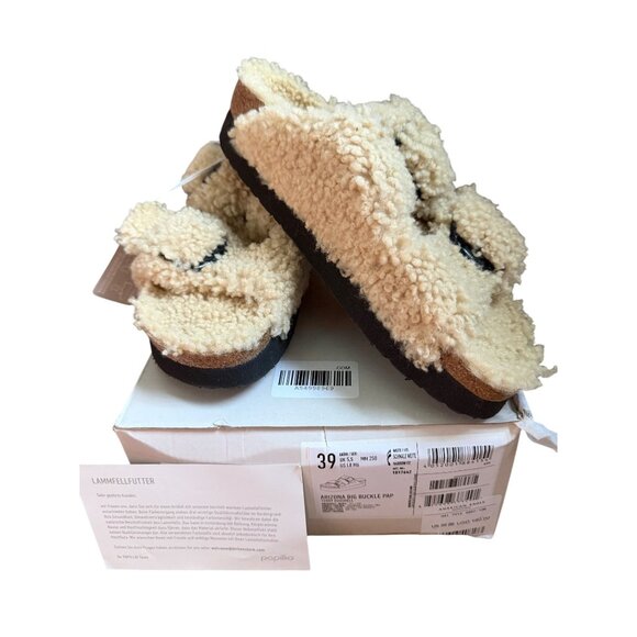 Papillio By Birkenstock Arizona Shearling Sandals Teddy Eggshell Size 39 8 New - Picture 4 of 16